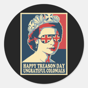 Retro Happy Tredendag 4e juli Britse Coloni Ronde Sticker