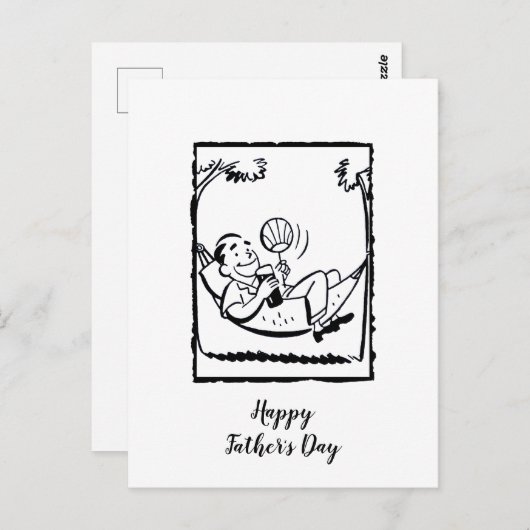 Retro Happy Vaderdag Briefkaart (Voorkant / Achterkant)