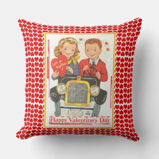 Retro Happy Valentijnsdag Sierkussen (Voorkant)