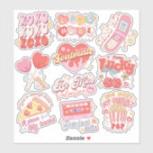 Retro Happy Valentijnsdag Vinyl Sticker Pack (Vel)