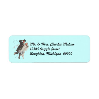Retro Happy Wedding Couple Retouradres Labels
