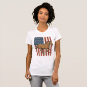 Retro hardloop paard patriottische vlag shirt ontw (Voorkant volledig)