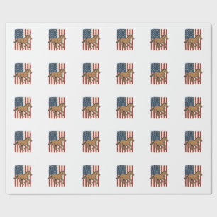Retro hardloop paard patriottische vlag shirt ontw cadeaupapier