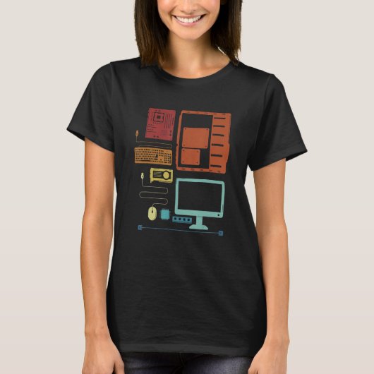 Retro hardwarebeheerder IT-specialist Sysadmin-beh T-shirt (Voorkant)