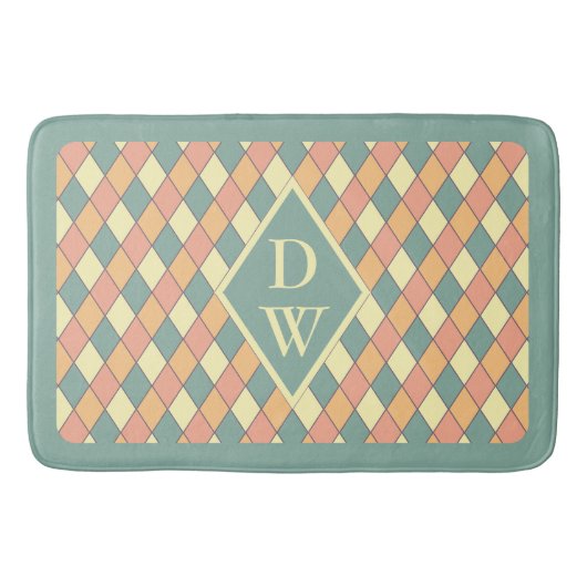 Retro Harlekijn Diamant Monogram Badkamer Decor Badmat (Voorkant)