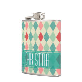 Retro Harlekijn Geometrisch Patroon Persoonlijk Heupfles (Links)