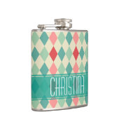 Retro Harlekijn Geometrisch Patroon Persoonlijk Heupfles (Rechts)