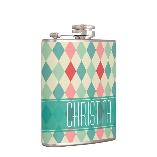 Retro Harlekijn Geometrisch Patroon Persoonlijk Heupfles (Rechts)