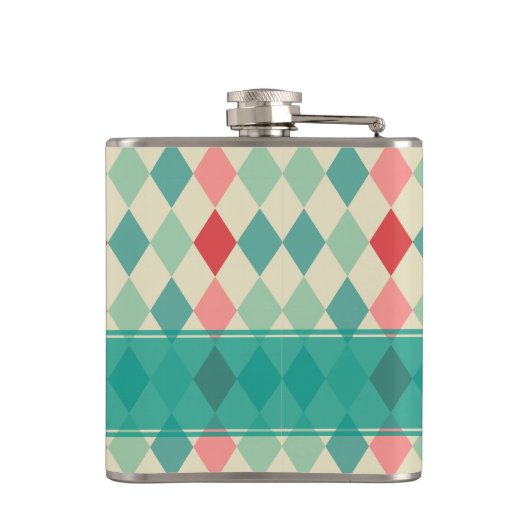 Retro Harlekijn Geometrisch Patroon Persoonlijk Heupfles (Achterkant)