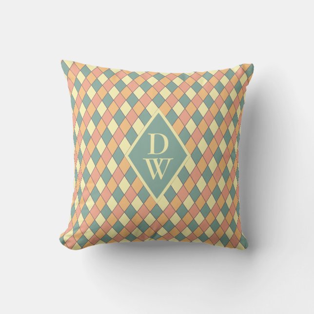 Retro Harlekijn Monogram Diamant Huisdecoratie Kussen (Voorkant)