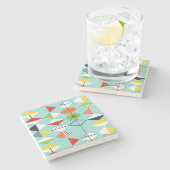 Retro Harlekijn Patroon Marmeren Steen Onderzetter (Zijkant)