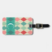 Retro harlekijnmeetkundig monogram bagagelabel (Voorkant horizontaal)