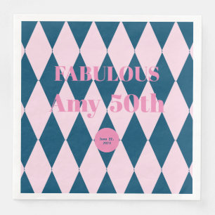 Retro Harlequin Azure en Ballerina Pink Servet