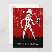 Retro harlequin clown confetti uitnodiging briefkaart (Voorkant / Achterkant)