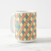 Retro Harlequin Diamond Monogram Drinkware Koffiemok (Voorkant links)