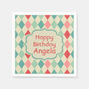 Retro Harlequin Geometric Pattern Gepersonaliseerd Servetten