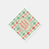 Retro Harlequin Geometric Pattern Gepersonaliseerd Servetten (Hoek)
