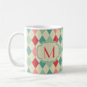 Retro Harlequin Geometric Pattern Monogram Koffiemok (Links)