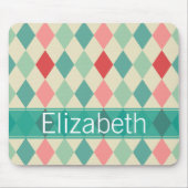 Retro Harlequin Geometric Pattern Monogram Muismat (Voorkant)