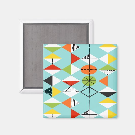 Retro Harlequin Patroon Magneet (Voorkant / Achterkant)