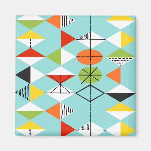 Retro Harlequin Patroon Magneet (Voorkant)