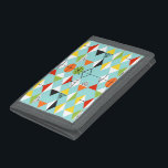 Retro Harlequin Patroon Nylon Portemonnee<br><div class="desc">Deze Retro Harlequin Pattern Nylon Portemonnee is midden eeuw moderne stijl op zijn best. Het geïnspireerde ontwerp heeft een aqua-achtergrond met rijen driehoekige vormen die een harlekijnpatroon vormen. De tweekleurige diamantvormen zijn geel, wit, rood, sinaasappel, zwart, groen en wit met zwarte accenten. Maar wacht, er is meer! Er zijn ook...</div>
