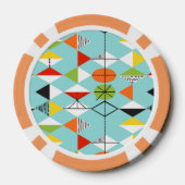 Retro Harlequin Patroon Poker Chips (Achterkant)