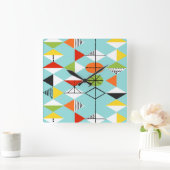 Retro Harlequin Patroon Vierkante Klok (Huis)