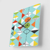 Retro Harlequin Patroon Vierkante Klok (Hoek)