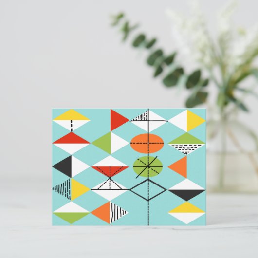 Retro Harlequin Pattern Briefkaart (Staand voorkant)