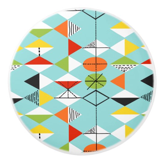 Retro Harlequin Pattern Ceramic Knob. Keramische Knop (Voorkant)