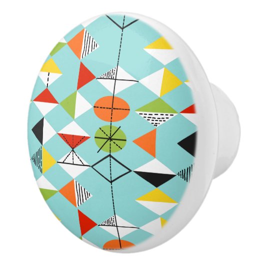 Retro Harlequin Pattern Ceramic Knob. Keramische Knop (Rechts)