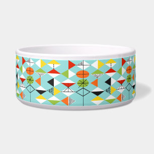 Retro Harlequin Pattern Dog Bowl Voerbakje