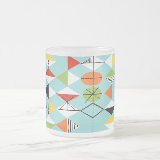 Retro Harlequin Pattern Frosted Glass Mok (Center)