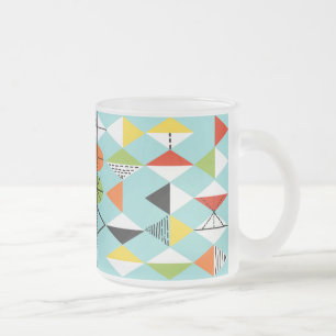Retro Harlequin Pattern Frosted Glass Mok