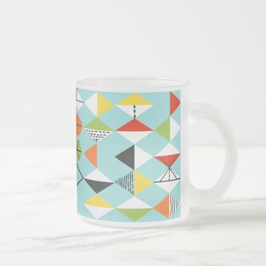 Retro Harlequin Pattern Frosted Glass Mok (Rechts)