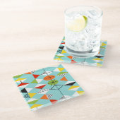 Retro Harlequin Pattern Glass Onderzetter (Schuin)