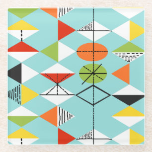 Retro Harlequin Pattern Glass Onderzetter