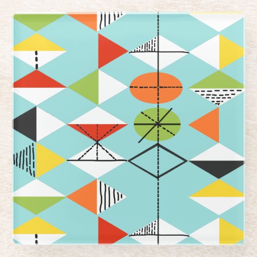 Retro Harlequin Pattern Glass Onderzetter (Voorkant)