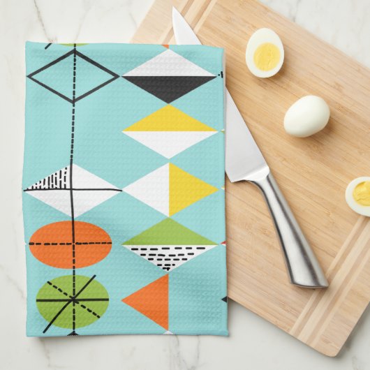 Retro Harlequin Pattern Kitchen Towel Theedoek (Quarter Fold)