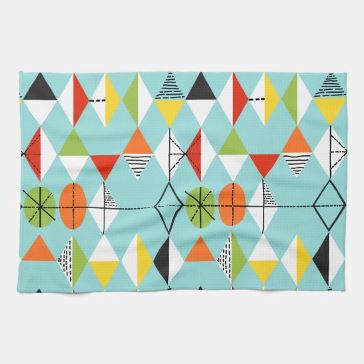 Retro Harlequin Pattern Kitchen Towel Theedoek (Horizontaal)