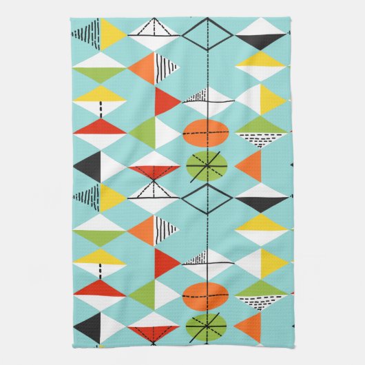Retro Harlequin Pattern Kitchen Towel Theedoek (Verticaal)