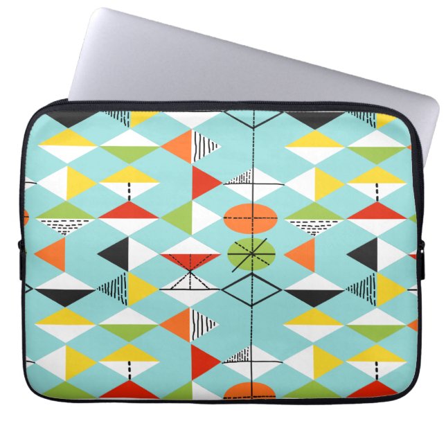 Retro Harlequin Pattern Laptophoes Laptop Sleeve (Voorkant)