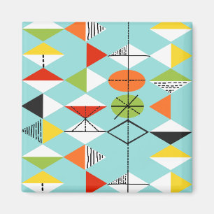 Retro Harlequin Pattern Magnet