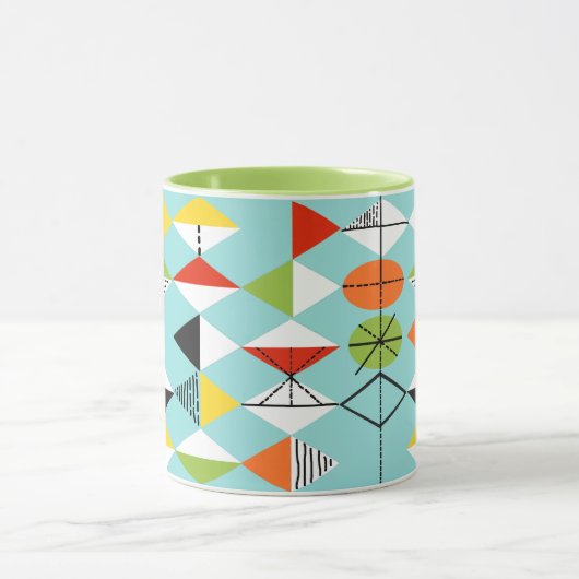 Retro Harlequin Pattern Ringer Mok (Midden)