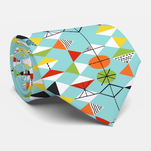 Retro Harlequin Pattern Stropdas (Opgerold)