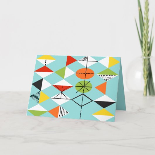 Retro Harlequin Pattern Wenskaart Kaart (Voorkant)