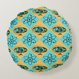 Retro Harlequin Wereldbol Trotter Rond Kussen