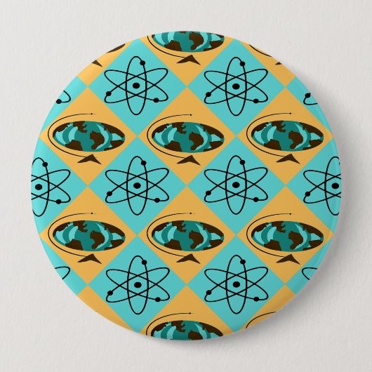 Retro Harlequin Wereldbol Trotter Round Button (Voorkant)