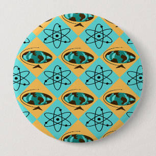 Retro Harlequin Wereldbol Trotter Round Button